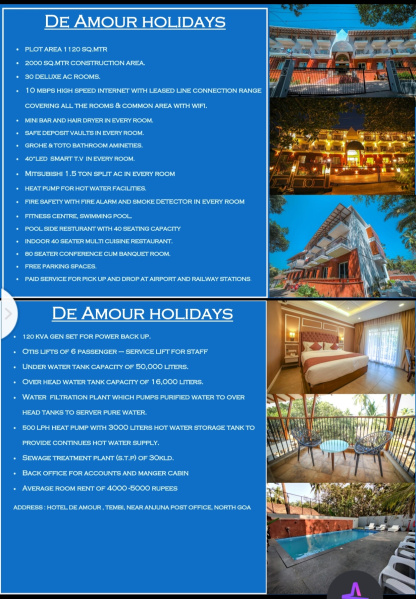  1150 Sq. Meter Hotels for Sale in Anjuna, North Goa,