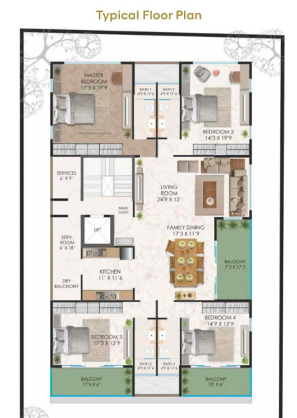 4.5 BHK 3450 Sq.ft. Apartment for Sale in Model Colony, Shivaji Nagar, Pune