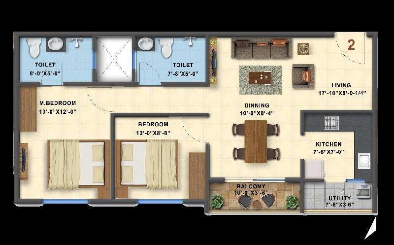2 BHK Apartment 870 Sq.ft. for Sale in Sarjapur, Bangalore