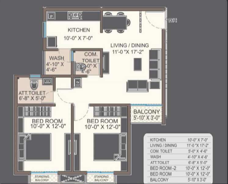 2 BHK Apartment 1178 Sq.ft. for Sale in Atladra, Vadodara