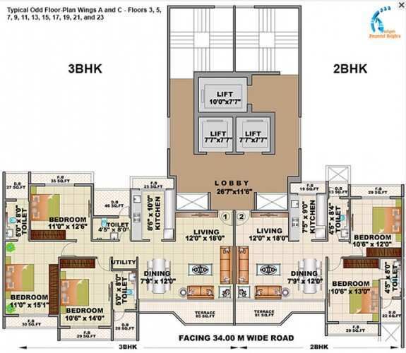 3 BHK Apartment 2065 Sq.ft. for Rent in Sector 11, Ghansoli, Navi Mumbai