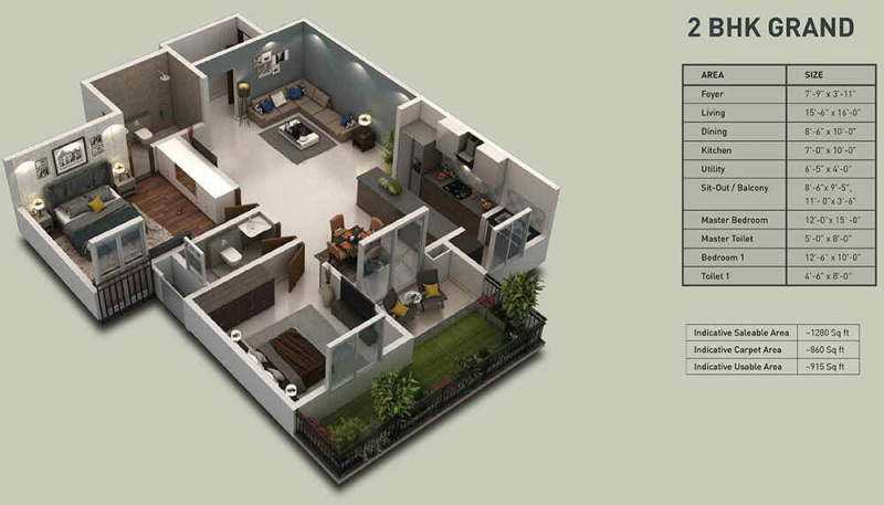 2 BHK Apartment 1273 Sq.ft. for Sale in Hosahalli, Bangalore