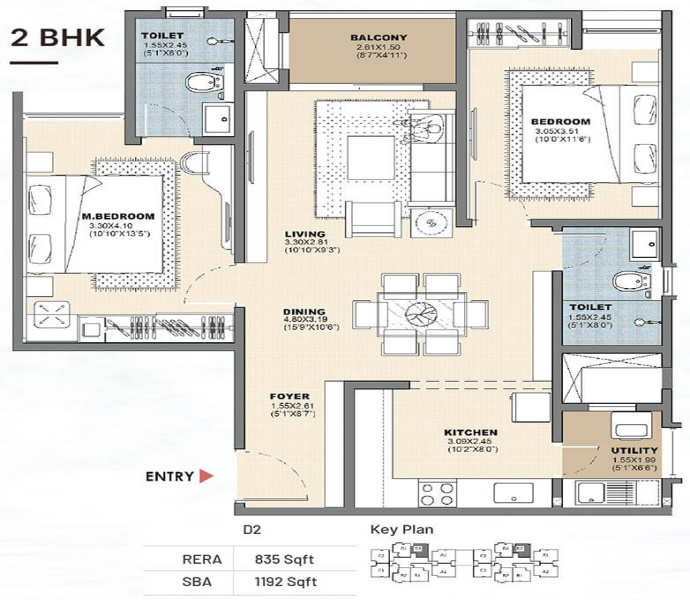 2.5 BHK Apartment 1653 Sq.ft. for Sale in Thanisandra, Bangalore