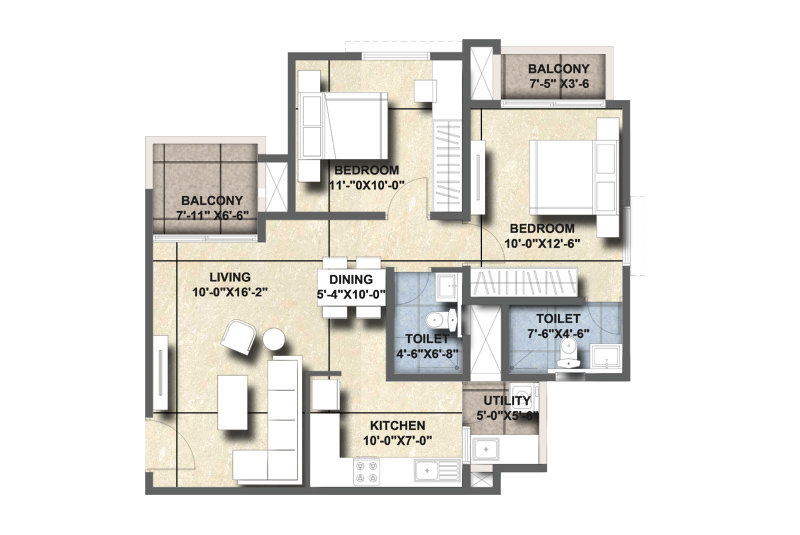 2.5 BHK Apartment 1170 Sq.ft. for Sale in Yelahanka New Town, Bangalore