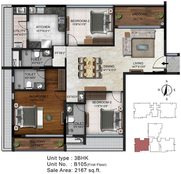 3 BHK Apartment 2286 Sq.ft. for Sale in Koramangala, Bangalore