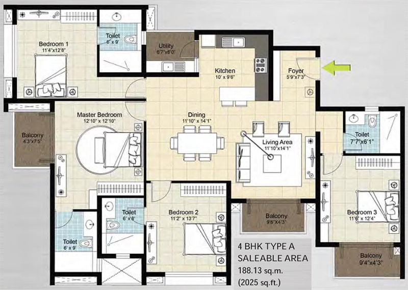 4 BHK 2025 Sq.ft. Apartment for Sale in Bellandur, Bangalore