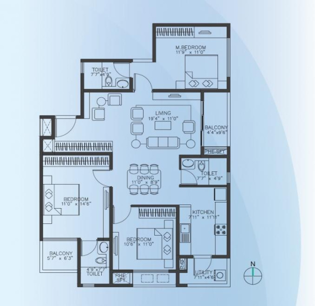 3 BHK 1519 Sq.ft. Apartment for Sale in Bagalur, Bangalore