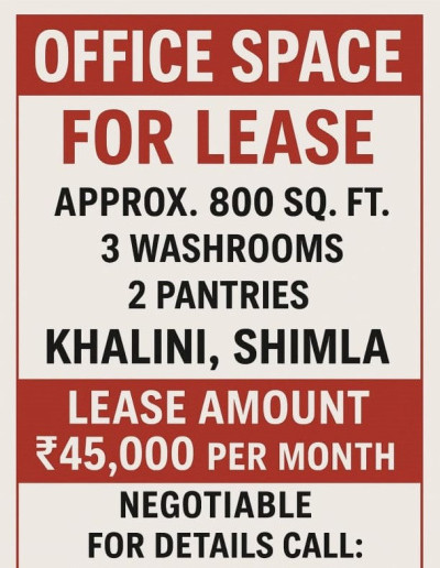  Office Space 800 Sq.ft. for Rent in Khalini, Shimla