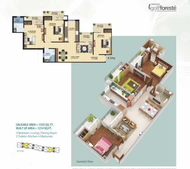 3 BHK Apartment 1555 Sq.ft. for Sale in Sector Zeta 1 Greater Noida