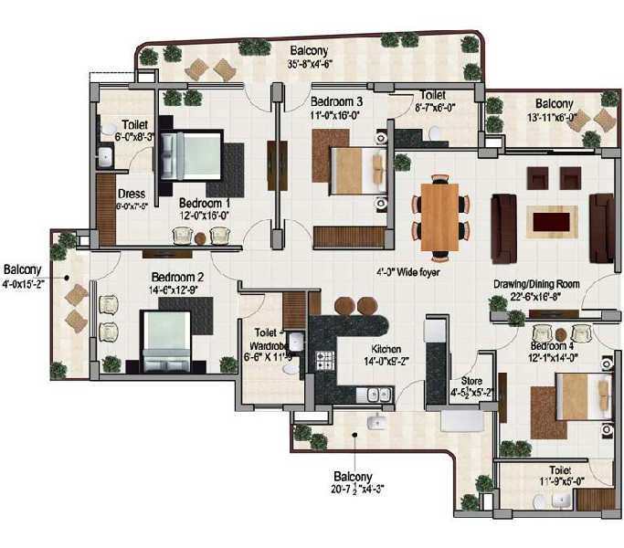 4 BHK Apartment 2216 Sq.ft. for Sale in Chandigarh Delhi Highway