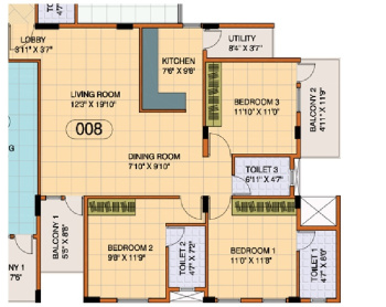 3 BHK Flat for Sale in Yelahanka New Town, Bangalore