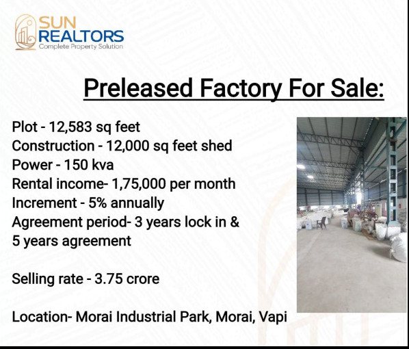  14000 Sq.ft. Warehouse for Sale in Morai, Vapi