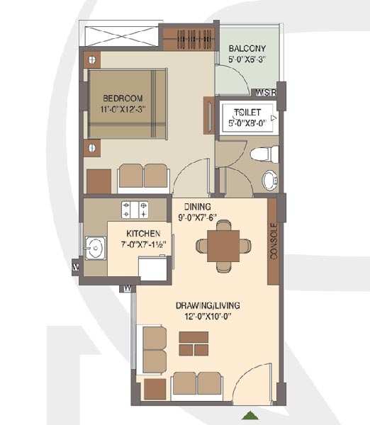1 BHK Apartment 623 Sq.ft. for Sale in