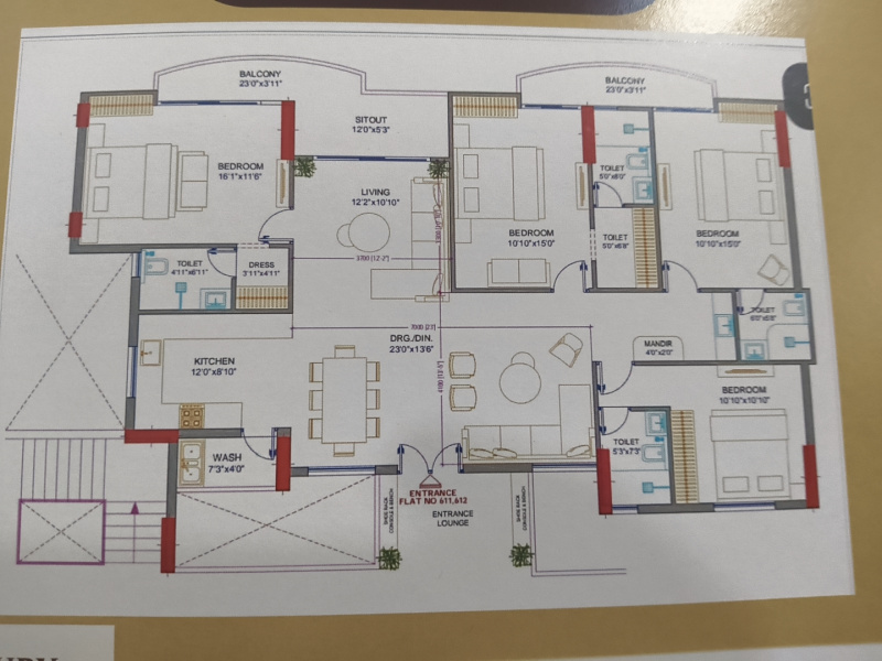 4 BHK Apartment 2200 Sq.ft. for Sale in Bawadia Kalan, Bhopal
