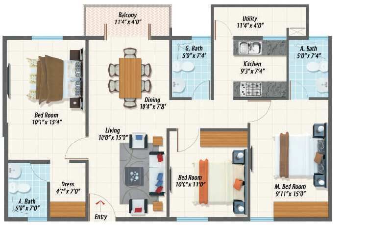 3 BHK Apartment 1398 Sq.ft. for Sale in Sarjapur, Bangalore