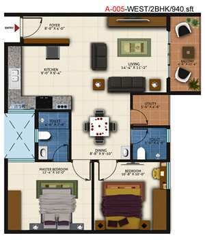 2 BHK Apartment 940 Sq.ft. for Sale in Chandapura, Anekal Road, Bangalore
