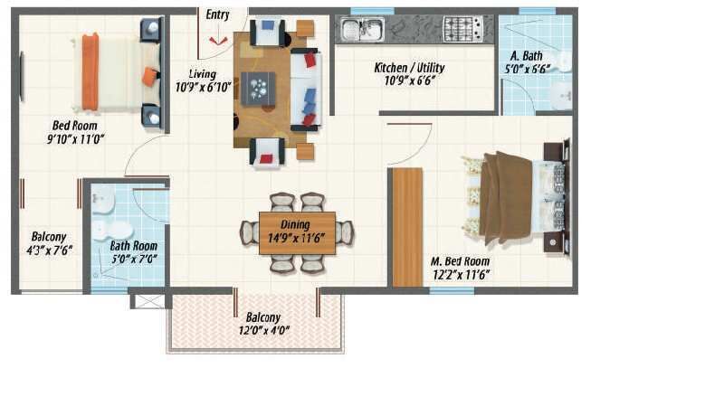 2 BHK Apartment 1017 Sq.ft. for Sale in Sarjapur Attibele Road, Bangalore