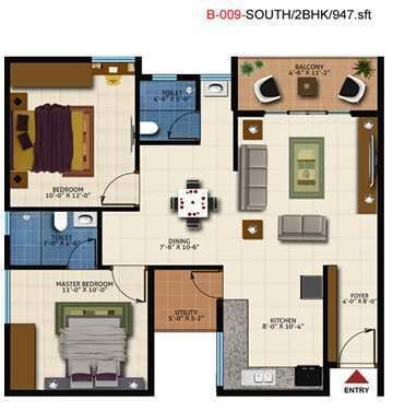 2 BHK Apartment 947 Sq.ft. for Sale in Chandapura, Anekal Road, Bangalore