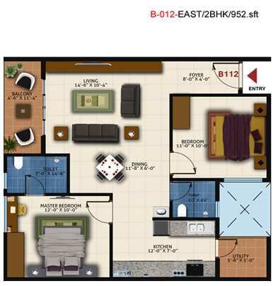 2 BHK Apartment 952 Sq.ft. for Sale in Chandapura, Anekal Road, Bangalore