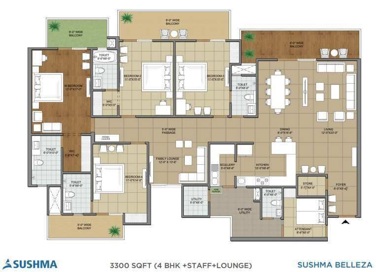 4 BHK Apartment 3400 Sq.ft. for Sale in Ambala Highway, Zirakpur