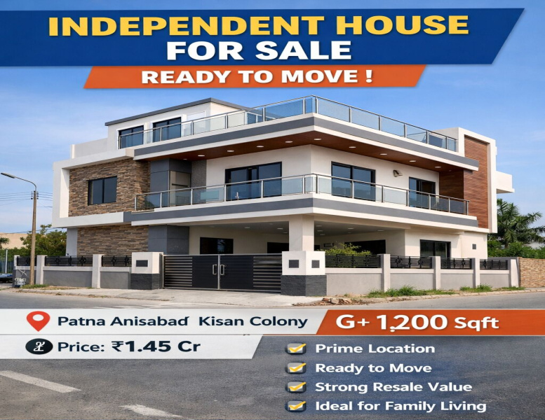 3 BHK 1200 Sq.ft. House for Sale in Anisabad, Patna