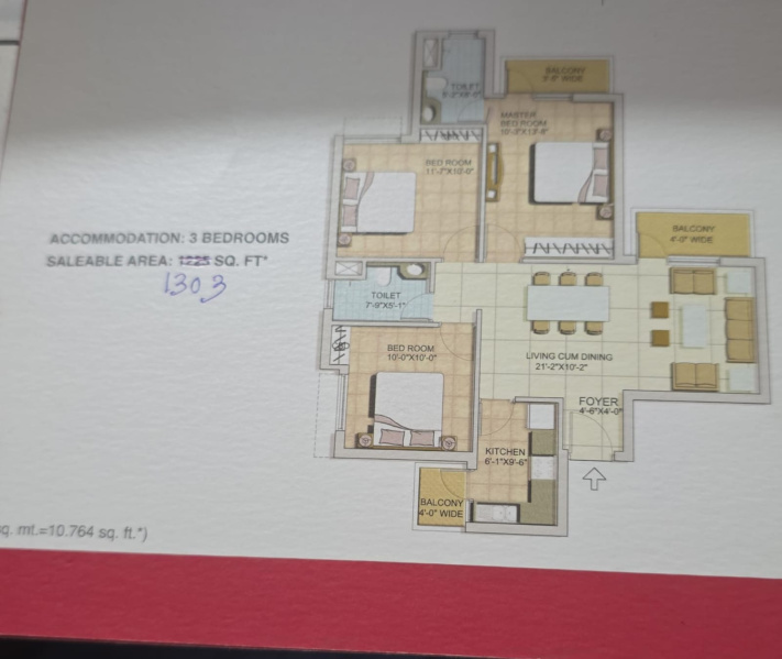 3 BHK Apartment 1303 Sq.ft. for Sale in Sector 37D Gurgaon