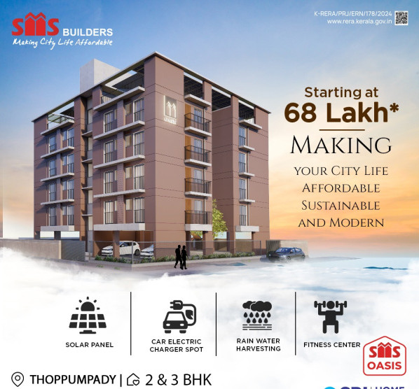 3 BHK Apartment 1257 Sq.ft. for Sale in Thoppumpady, Kochi