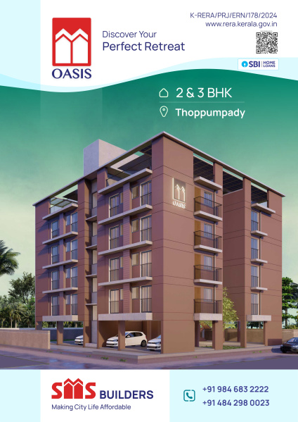 3 BHK Apartment 974 Sq.ft. for Sale in Thoppumpady, Kochi