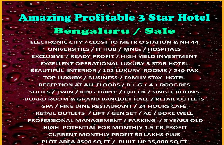  35000 Sq.ft. Hotels for Sale in Electronic City, Bangalore