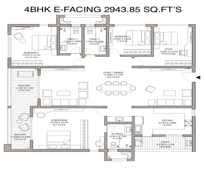 3 BHK Apartment 2351 Sq.ft. for Sale in Kokapet, Hyderabad