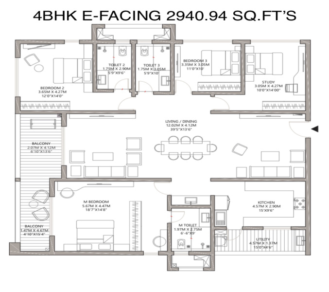 3 BHK Apartment 2351 Sq.ft. for Sale in Kokapet, Hyderabad