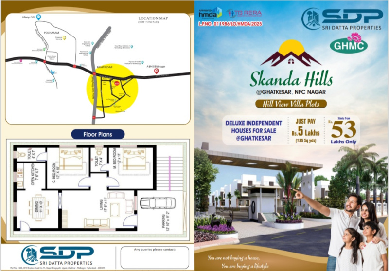 2 BHK 1700 Sq.ft. Villa for Sale in Ghatkesar, Hyderabad