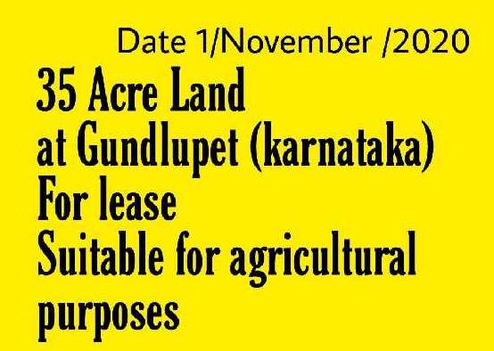 Agricultural Land 35 Acre for Rent in Gundlupet, Chamrajnagar