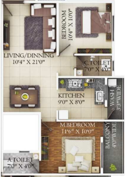 2 BHK 1050 Sq.ft. Apartment for Sale in Manewada, Nagpur