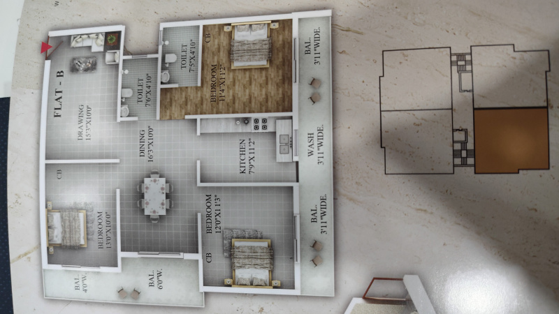 3 BHK 1115 Sq.ft. Apartment for Sale in Pundag, Ranchi