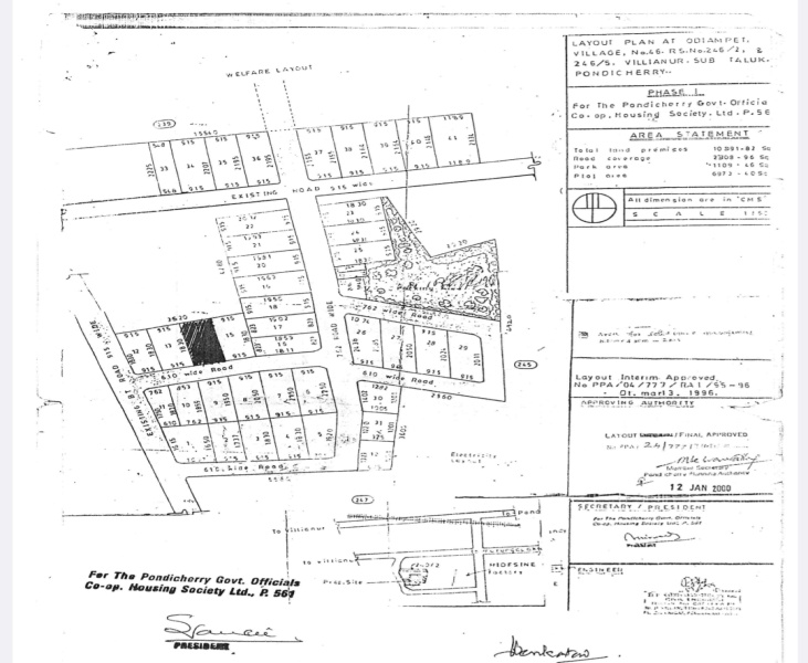  Residential Plot 1850 Sq.ft. for Sale in Villianur, Pondicherry