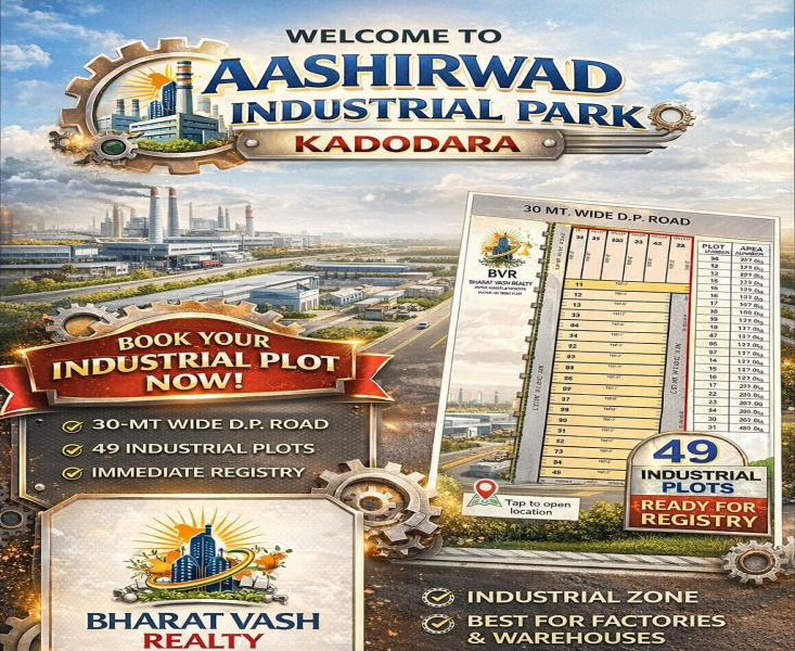  190 Sq. Yards Industrial Land for Sale in Kadodara, Surat