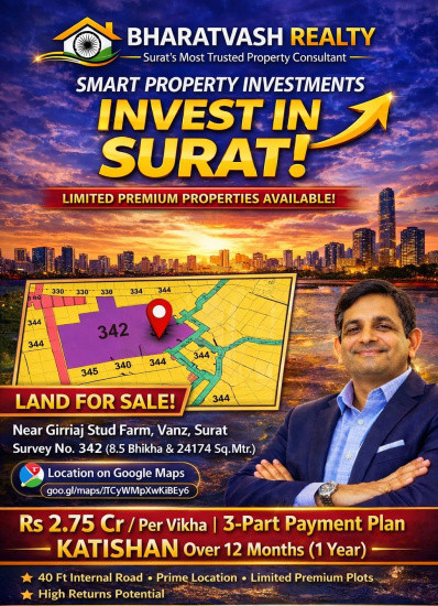  20125 Sq. Meter Industrial Land for Sale in Sachin, Surat