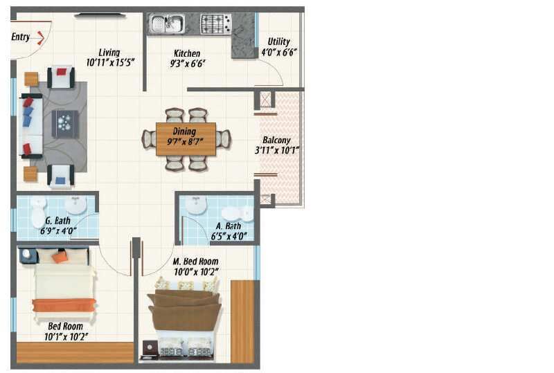 2 BHK Apartment 943 Sq.ft. for Sale in Sarjapur Attibele Road, Bangalore