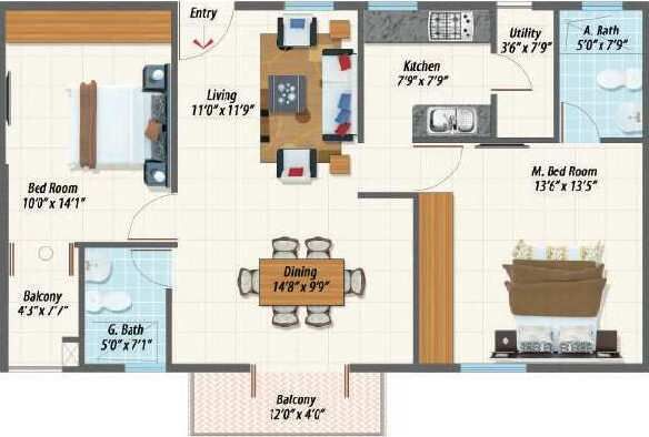 3 BHK Apartment 1398 Sq.ft. for Sale in Sarjapur, Bangalore