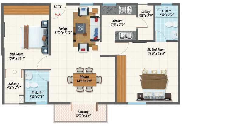 3 BHK Apartment 1398 Sq.ft. for Sale in Chandapura, Bangalore