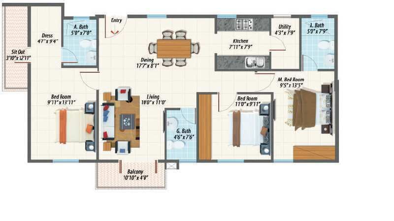 3 BHK Apartment 1467 Sq.ft. for Sale in Sarjapur Road, Bangalore