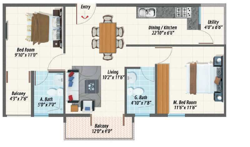 2 BHK Apartment 1017 Sq.ft. for Sale in Sarjapur Attibele Road, Bangalore