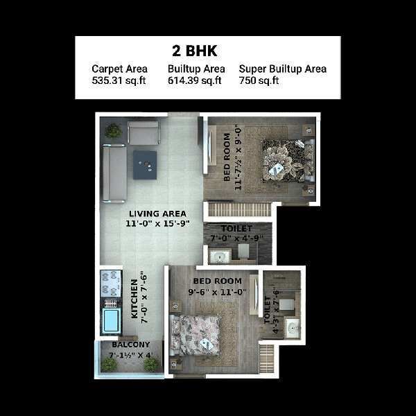 2 BHK Apartment 615 Sq.ft. for Sale in Sirsi Road, Jaipur