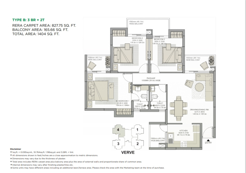 3 BHK Apartment 1404 Sq.ft. for Sale in Sector 150 Noida