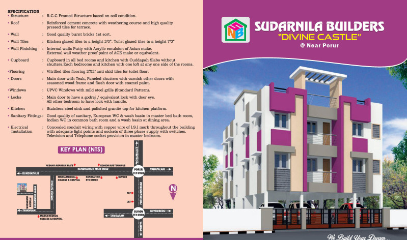 2 BHK 840 Sq.ft. Apartment for Rent in Irandam Kattalai, Thandalam, Chennai