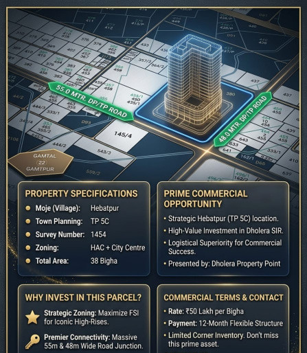  36784 Sq. Yards Commercial Land for Sale in Dholera, Ahmedabad