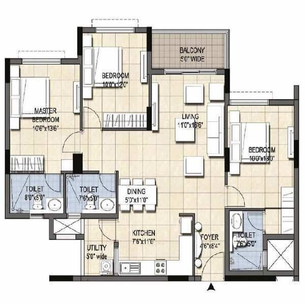 2 BHK Apartment 1100 Sq.ft. for Sale in Phase 2, Electronic City, Bangalore