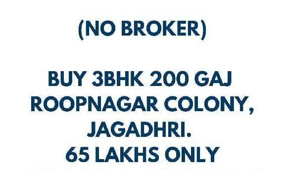 3 BHK House 180 Sq. Yards for Sale in Roop Nagar Colony, Jagadhri, Yamunanagar
