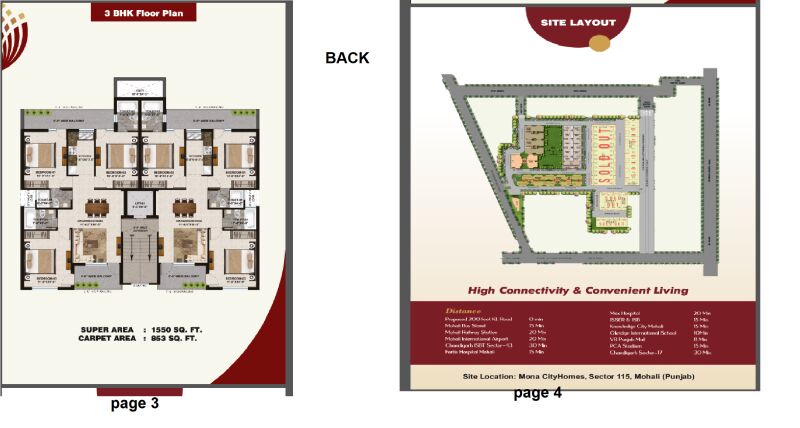 3 BHK Apartment 1080 Sq.ft. for Sale in Kharar, Mohali